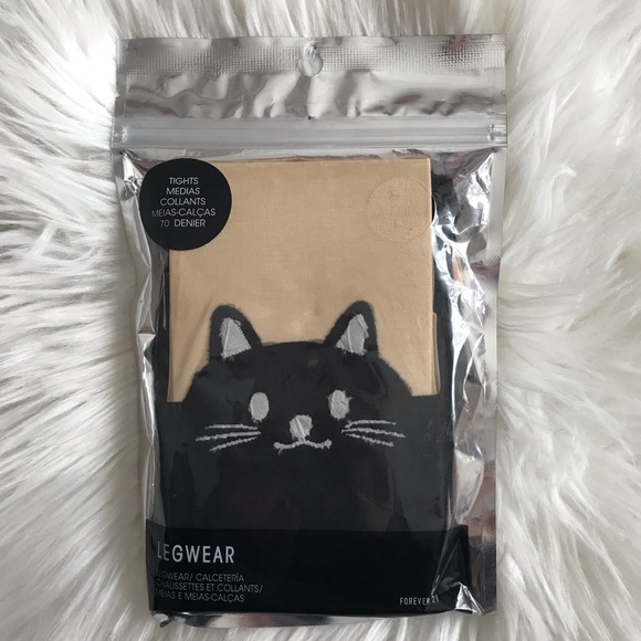 Lot of 5 pairs Cute Black Kitty Cat Stockings NWT - Picture 2 of 3